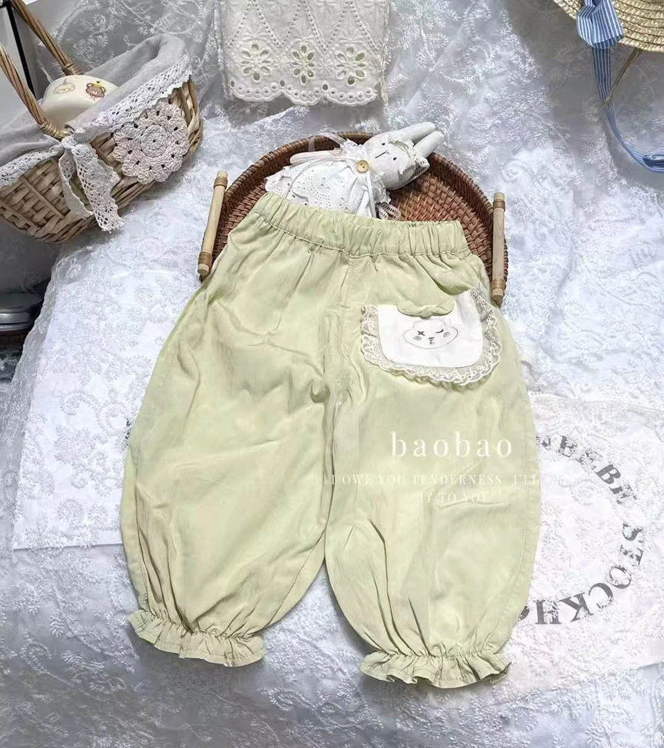 【Bao Bao现货】2025夏款女童可爱口袋防蚊裤八九分裤18011