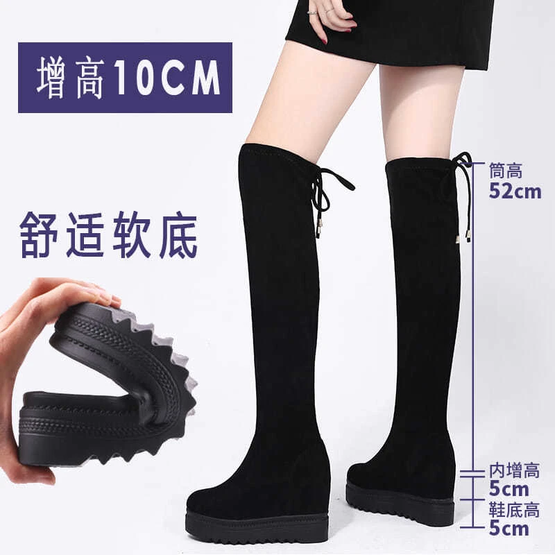 10CM厚底内增高过膝长靴女2025新款松糕底瘦瘦长筒网红显瘦长筒靴