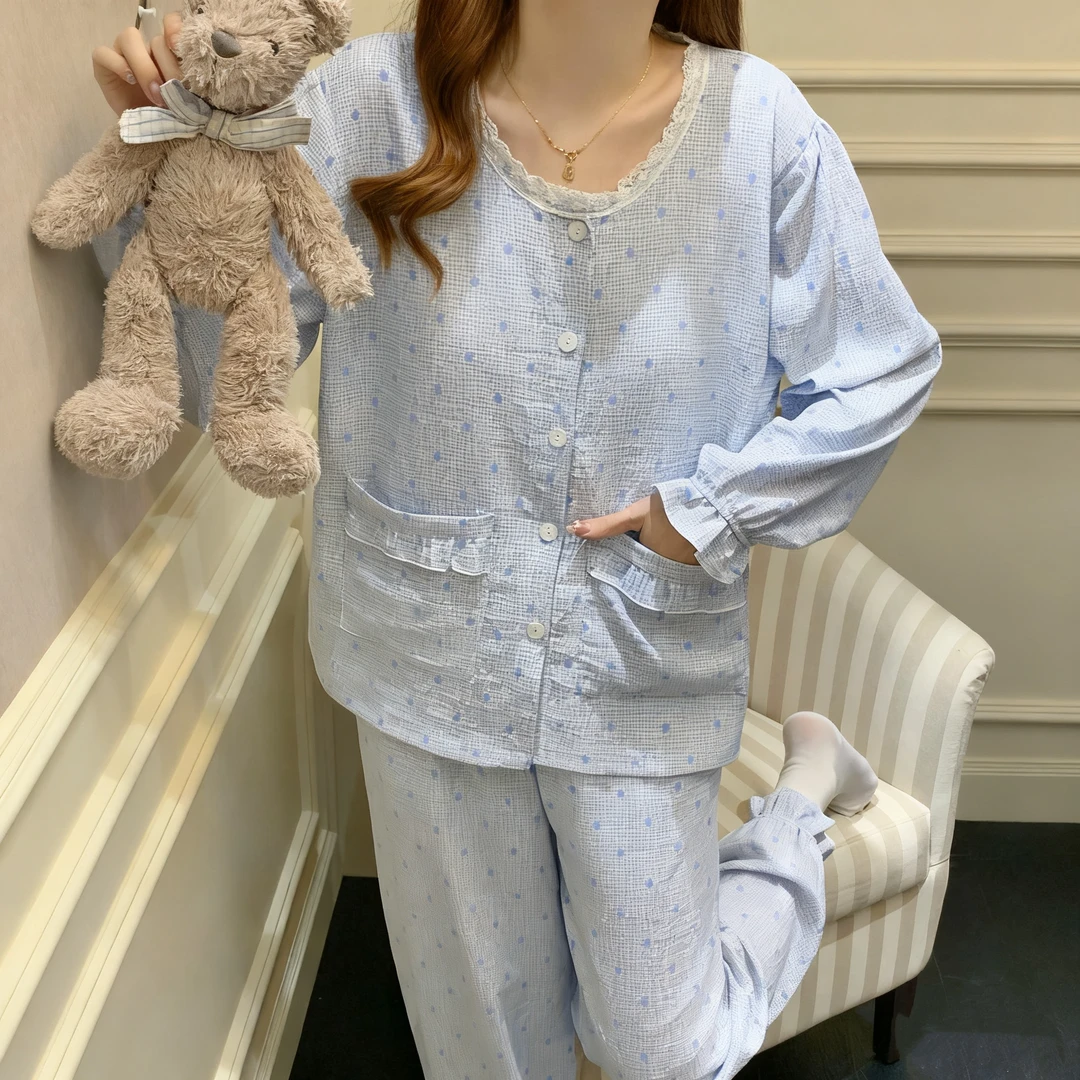 带胸垫睡衣女春秋季长袖网红宽松新款少女秋冬可外出穿家居服套装