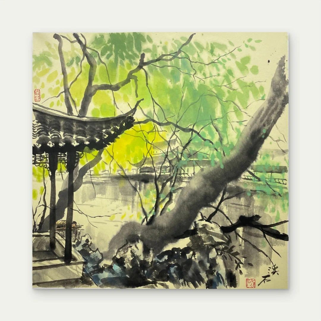 周杰老师精选作品——《园林》尺寸50*50 04