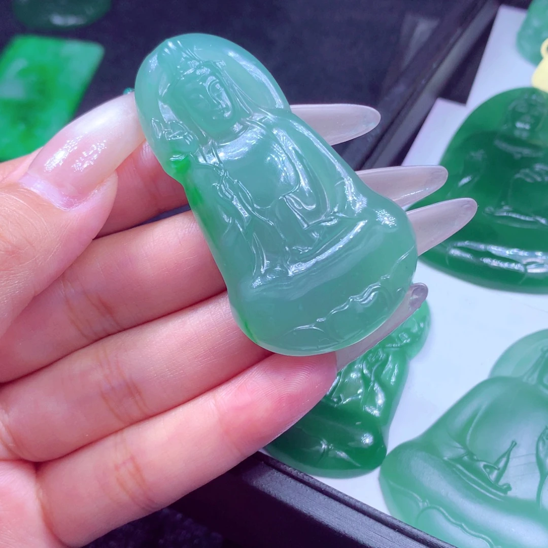 定制翡翠未镶嵌天然缅甸翡翠A货毛货挂件