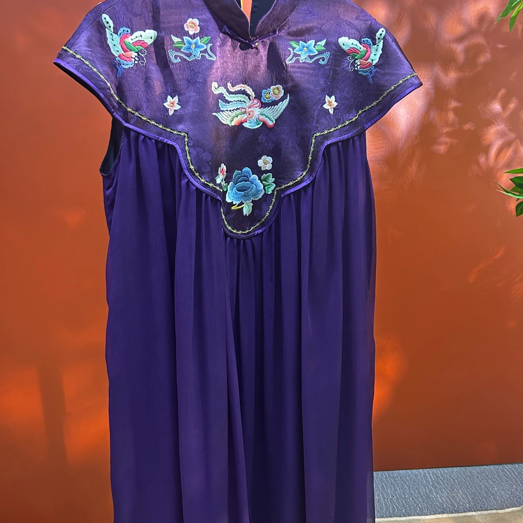 素女馆新款新中式复古刺绣长裙