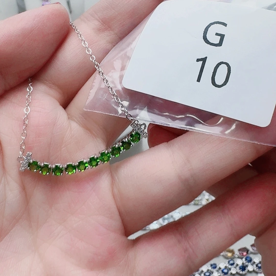 G10透辉石银S925镶嵌吊坠