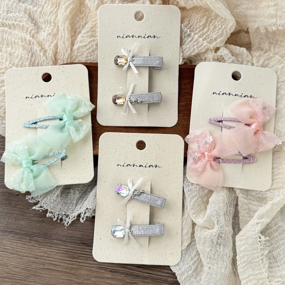 念念闪钻蝴蝶发夹BB夹新款甜美韩国原创ins小香风布艺头饰不伤发