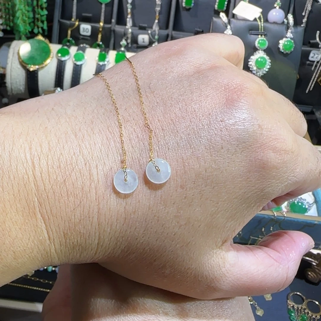 翡翠18K金镶嵌颈饰耳线