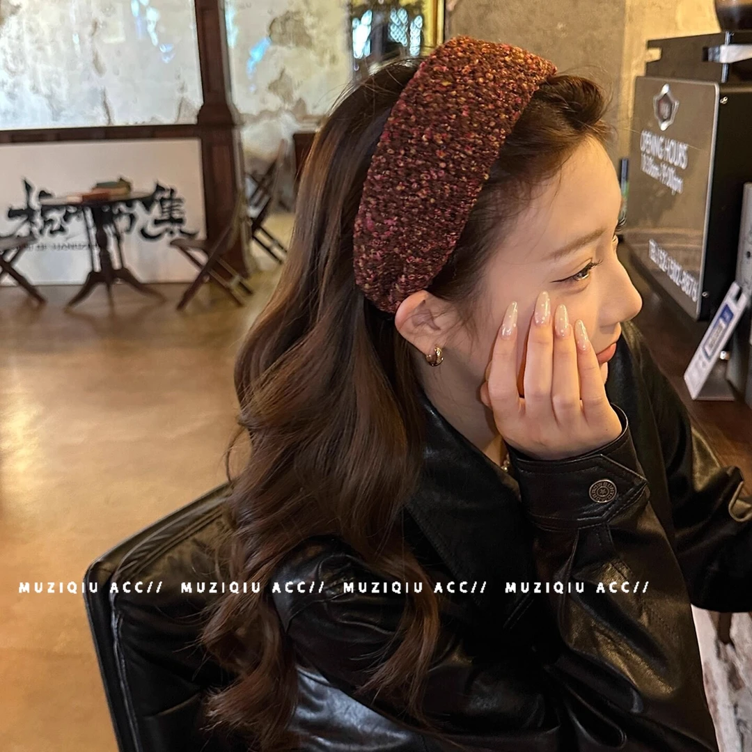 高级感气质小香风宽边发箍女秋冬精致优雅时髦洋气小众简约搭头箍