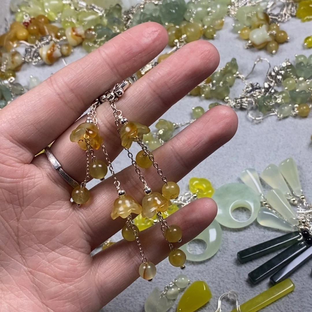 蛇纹石玉未镶嵌挂件耳饰耳环项链