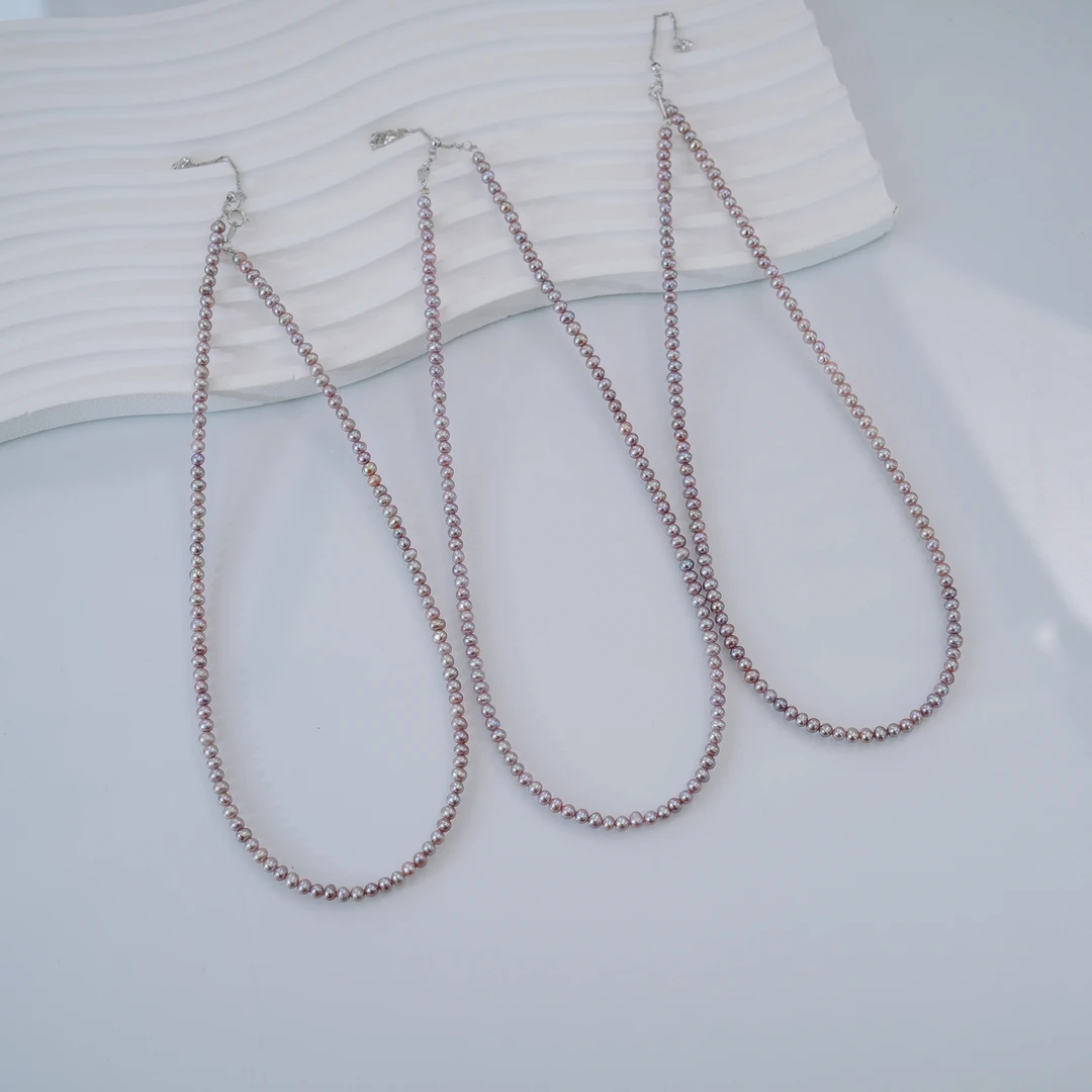 【村长专属】紫色小baby珠淡水珍珠S925银珠项链3-4mm多样性发1