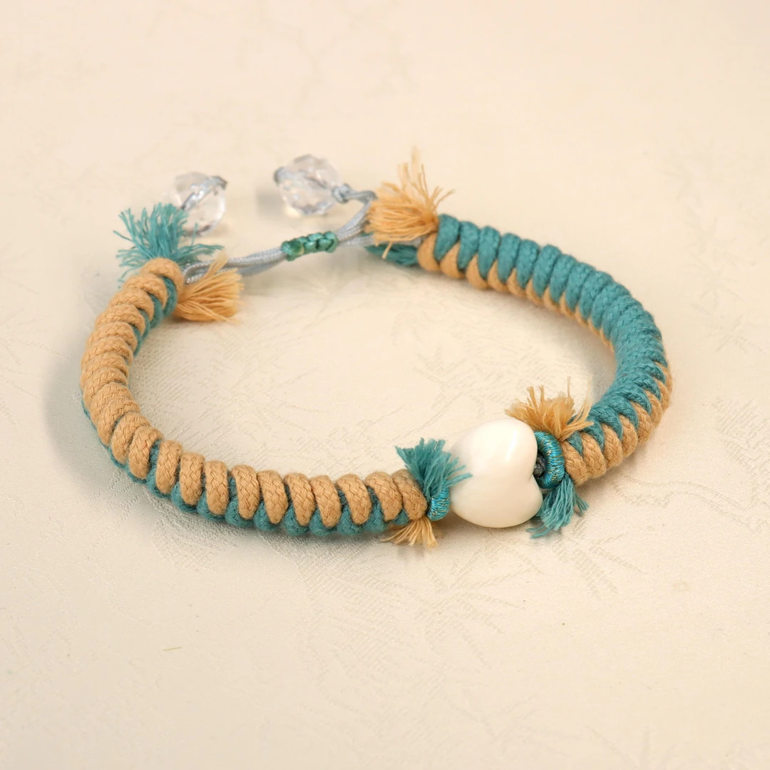 <猛犸牙爱心>11*11mm猛犸牙水晶手绳