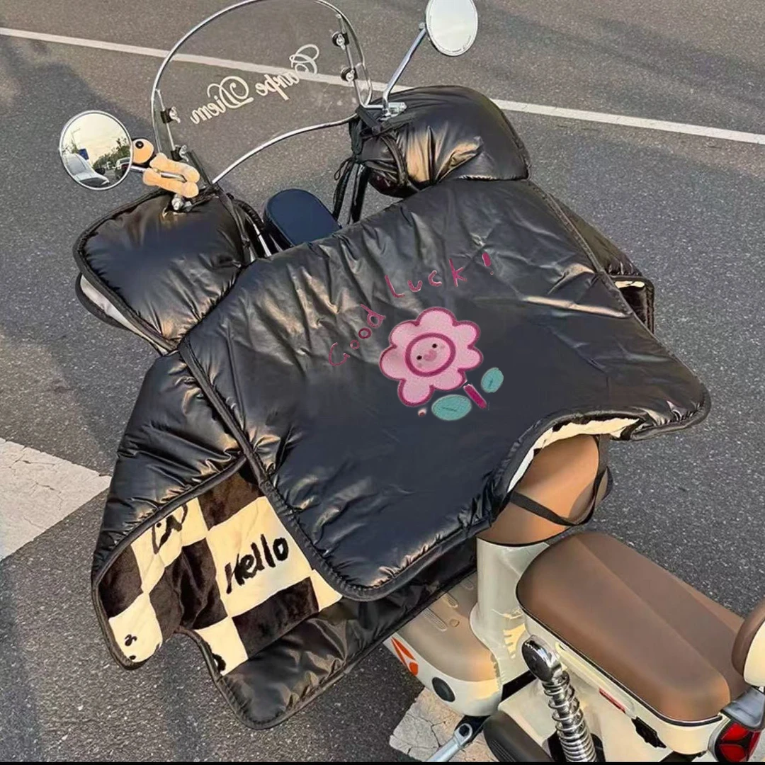 冬电动车挡风被加绒加厚防水防风材质柔软亲肤内置大口袋2025新款