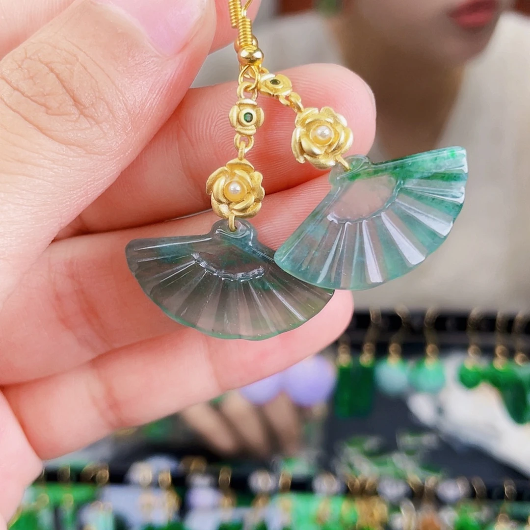 翡翠未镶嵌耳饰饰品