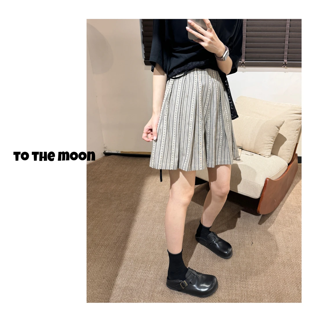 UpSd 原创【陈述句】全棉条纹宽松短裙裤百搭简约休闲短裤显瘦夏季