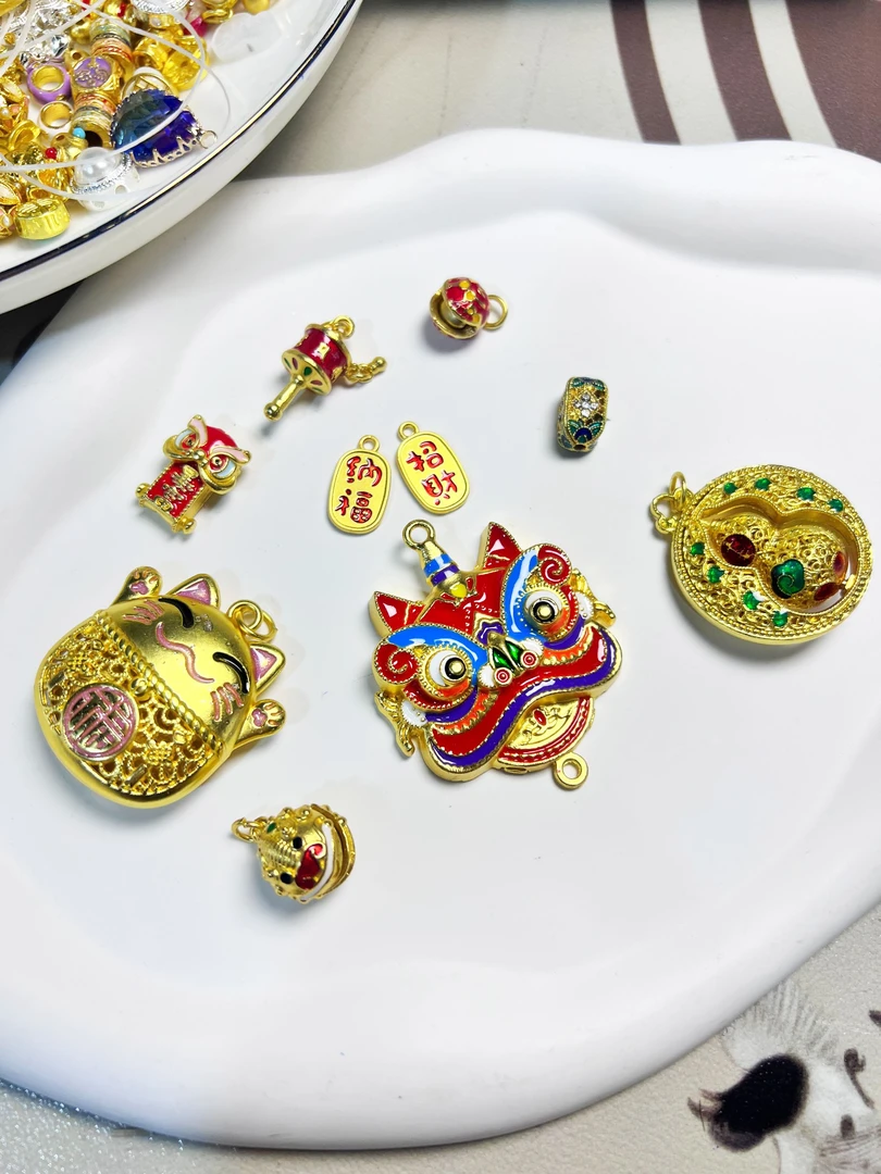 合金珐琅吊坠 元宝罗盘大摆件合金diy饰品项链手链福禄