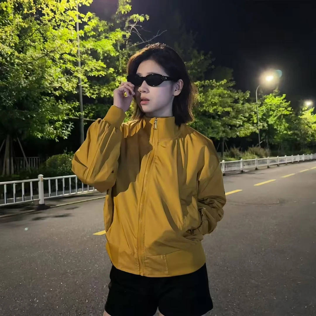 韩版复古黄色高级感立领棒球服外套2025秋季新款宽松百搭夹克