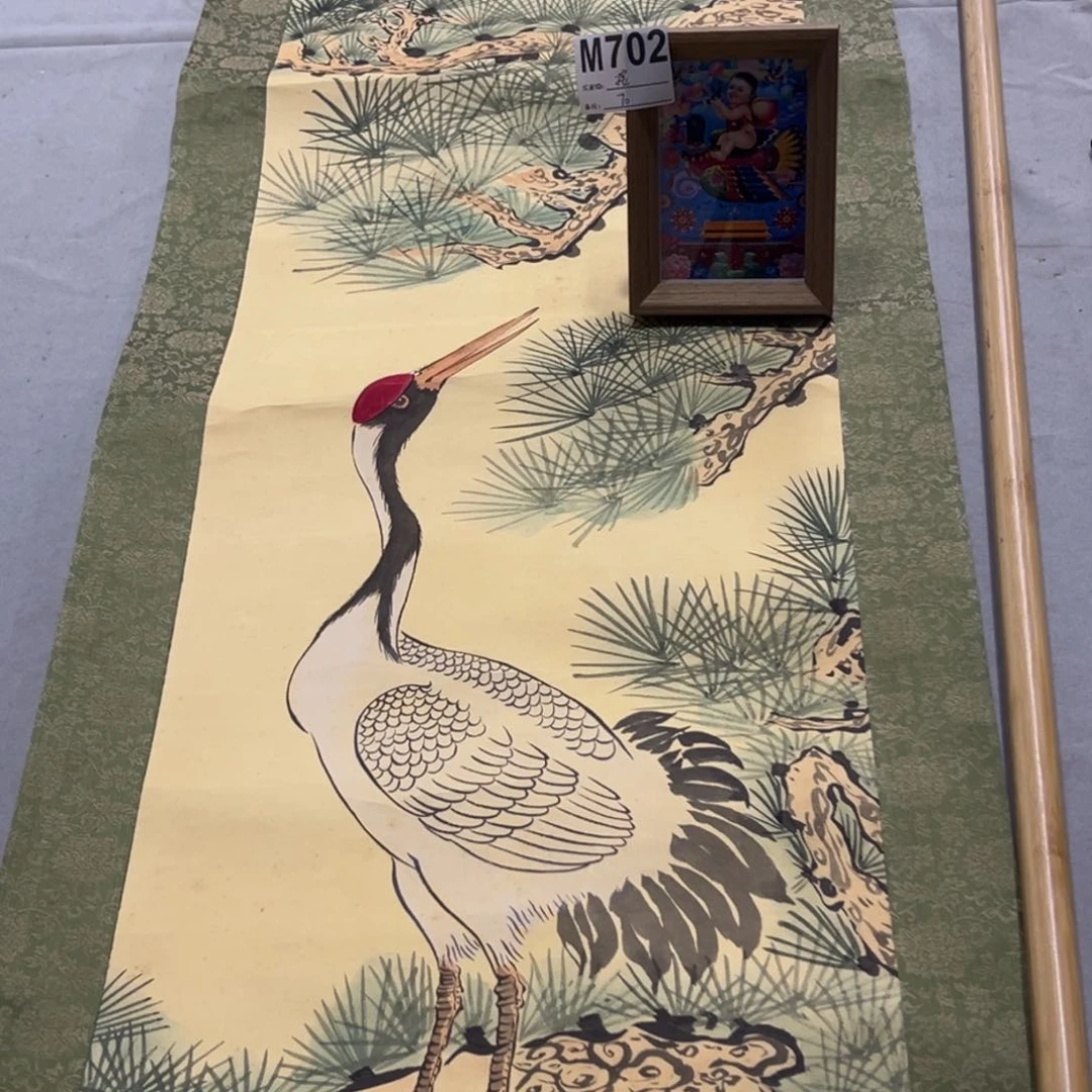 国画接***神手绘临摹花鸟挂轴