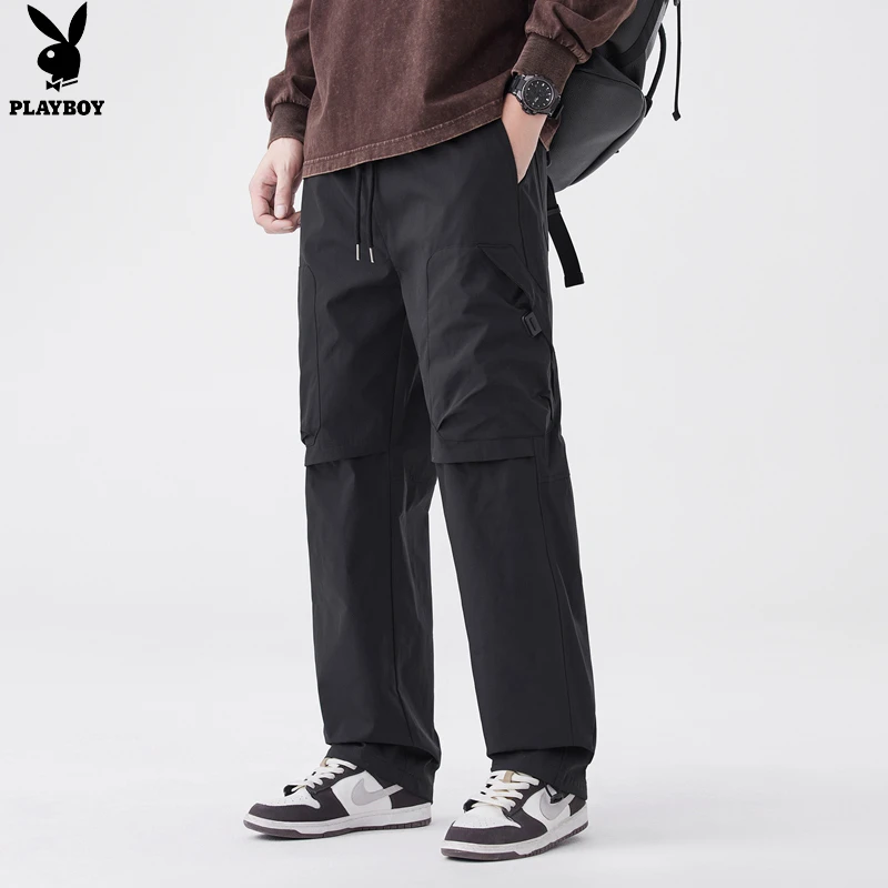 花花公子长裤春秋美式男士户外防风防水休闲工装运动裤男士夏季潮