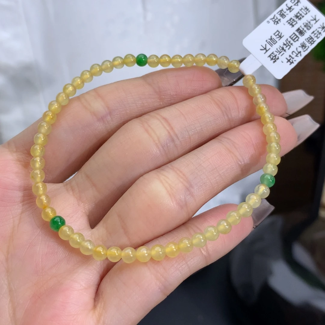 翡翠手链未镶嵌卡3.5冰黄小米手串