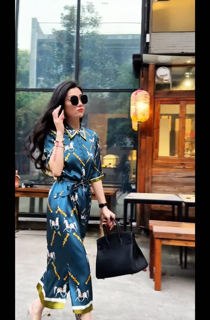 【桑蚕丝大W】25051新款马到成功重磅桑蚕丝连衣裙