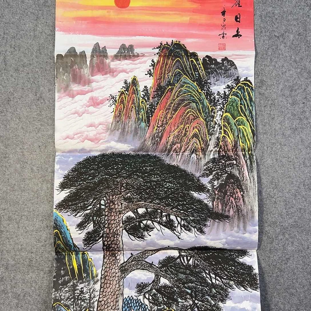 国画787 花鸟在树丛的顶端鸣叫叫声