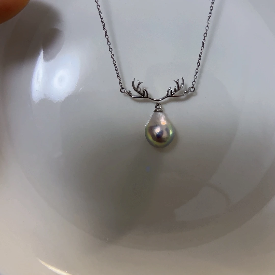 淡水珍珠银S925镶嵌吊坠(赠链)