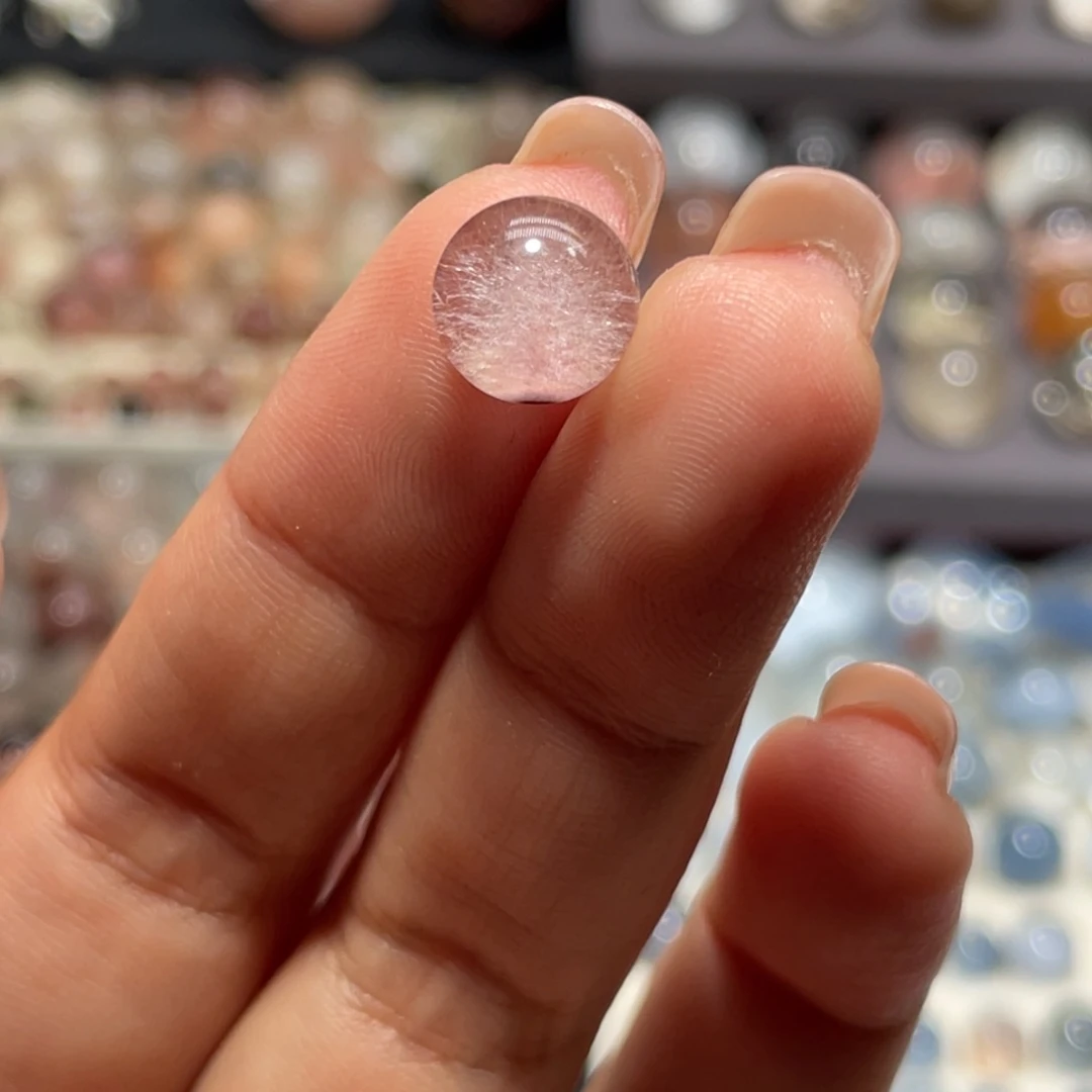 未镶嵌珠宝半成品水晶旺**奶粉兔毛圆珠9.5