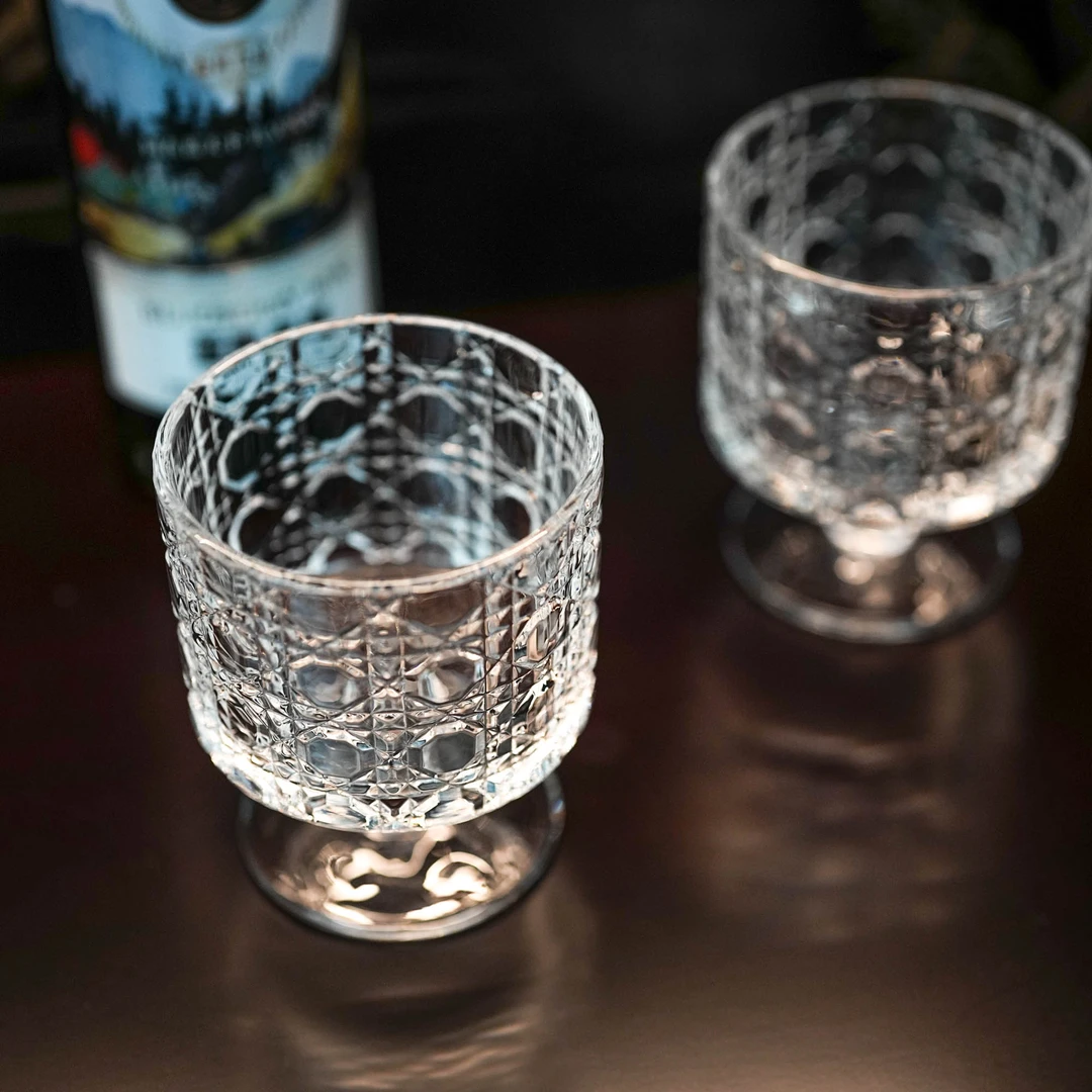 水晶玻璃宝石款高脚杯2个装 家用洋酒杯