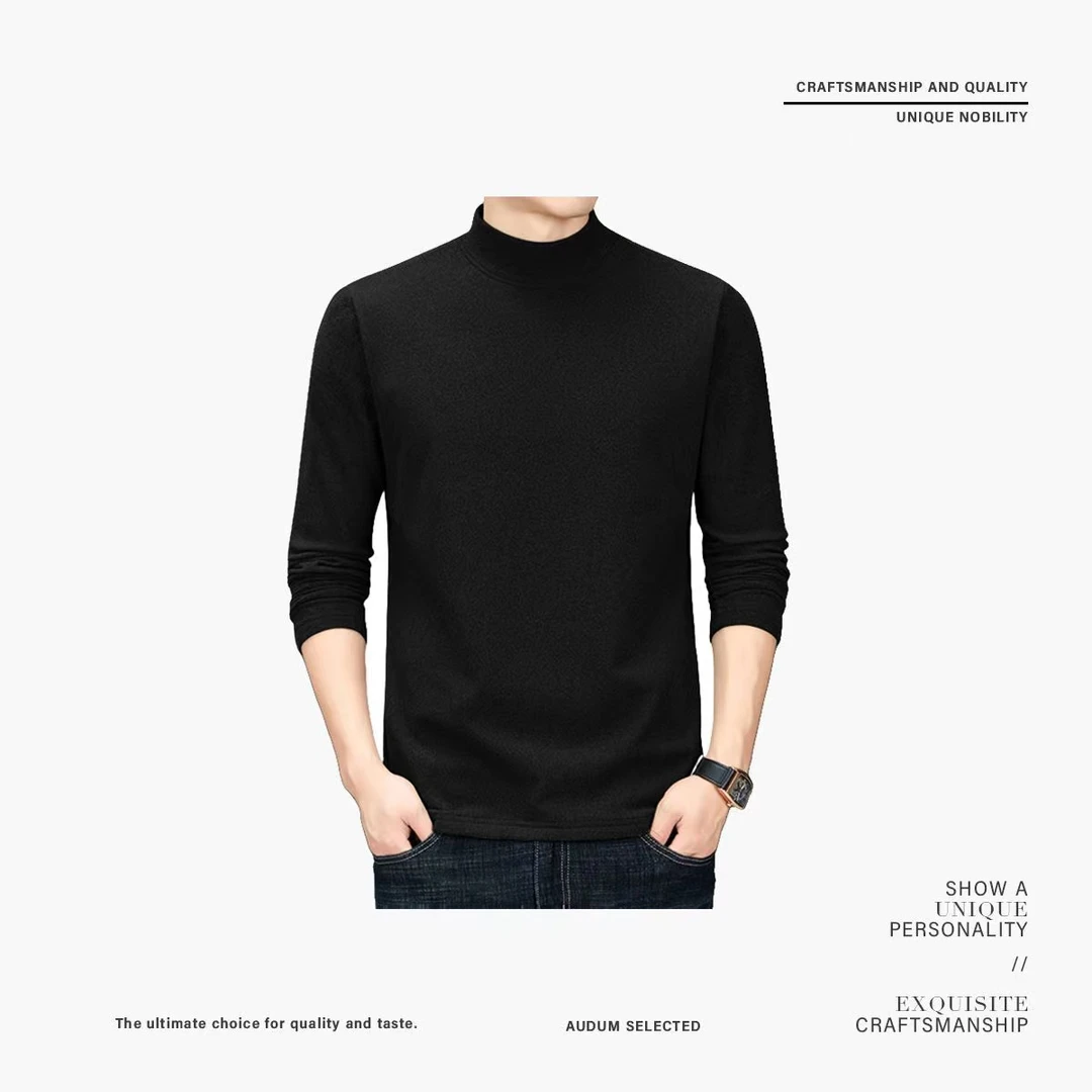 【直播专享】双面德绒长袖打底黑色纯色男士