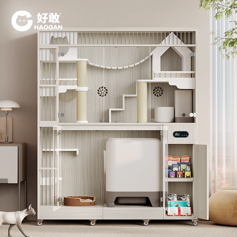 猫笼子猫咪实木别墅猫柜定制智能自动多层猫舍猫屋猫别墅家用室内