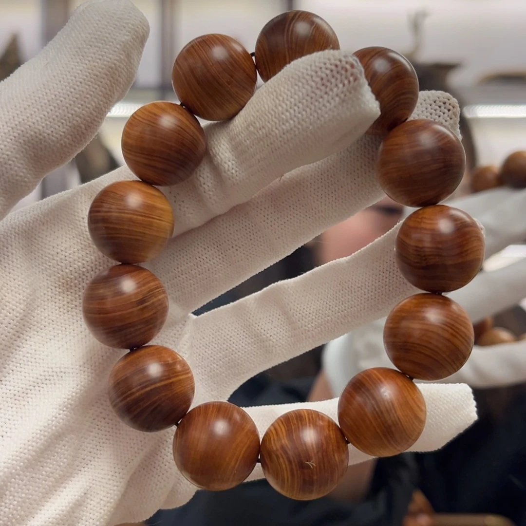 柏木（崖柏）手串/手链18干黑油蚕丝纹泥膏香料37.8甜药