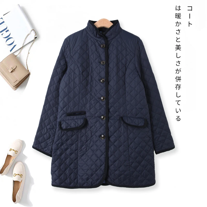 冬季女士棉服保暖舒适防水绗缝立领无帽棉衣上衣00114日常通勤风