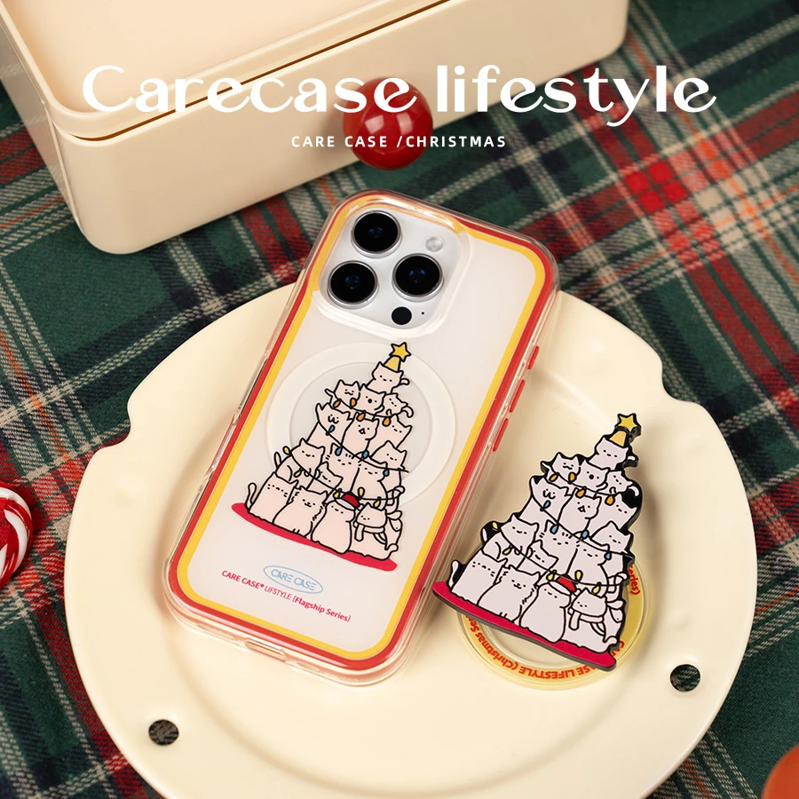 CARECASE 猫咪堆圣诞树二合一手机壳 适用于iPhone16 15 14ProMax
