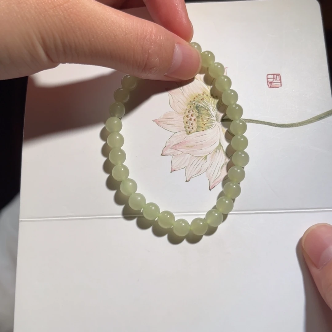 手串未镶嵌和田玉高冰起荧光晴水6mm75