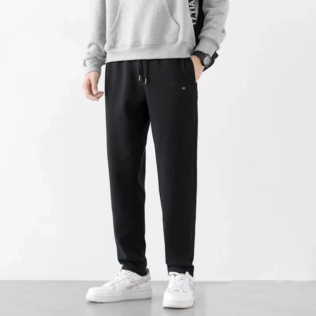 男士加绒刺绣百搭直筒裤211202休闲运动保暖休闲裤