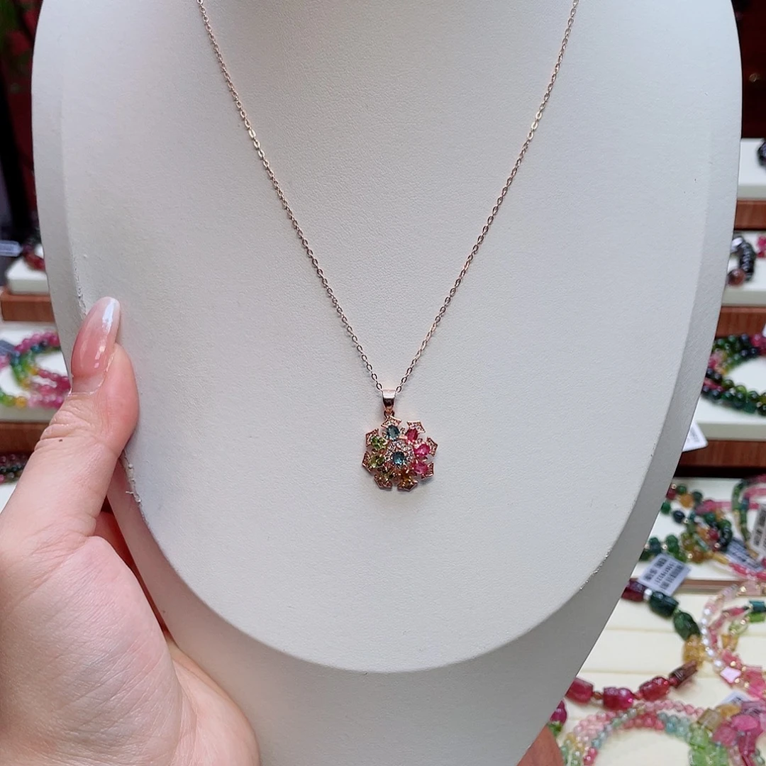 银S925镶嵌碧玺手串多样性发其一