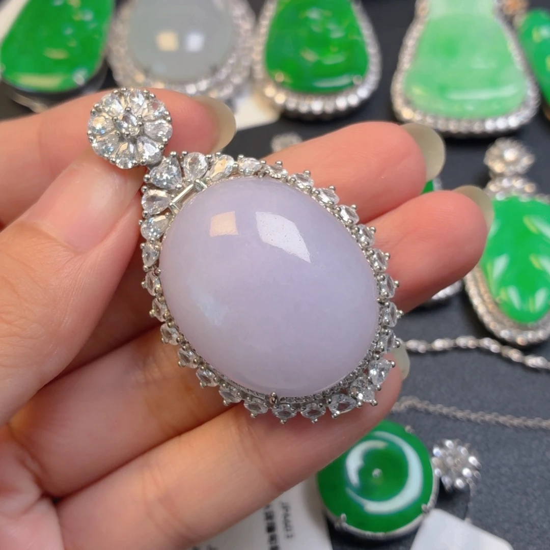 翡翠银S925镶嵌颈饰