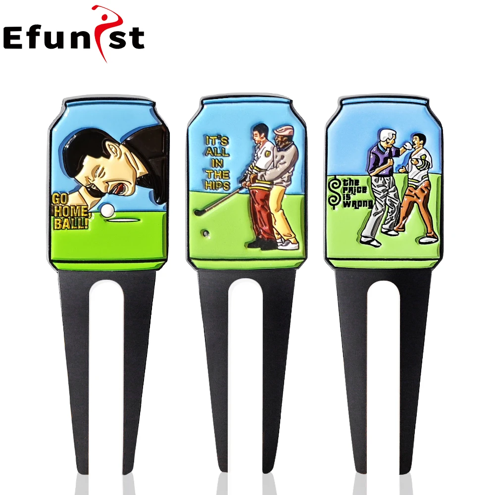 高尔夫果岭叉锌合金搞怪创意图案双面烤漆草皮修复叉草坪叉子盒装