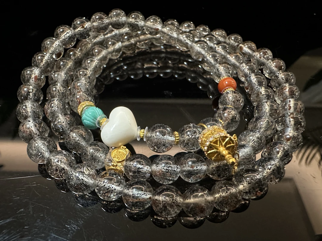 【貞寳館】水晶长串（爱心款）黑超七  6mm左右