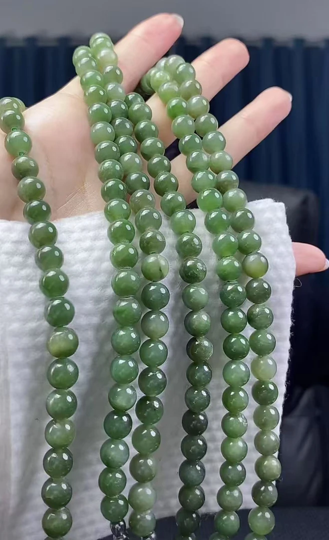 天然和田玉老料圆珠卡8mm左右妈妈链多圈手串多样性拍一发一