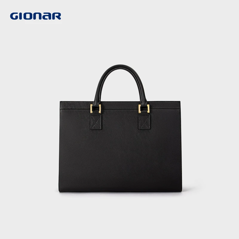 GIONAR男士牛皮手提包袋单肩包办公包大容量斜挎包真皮商务公文包