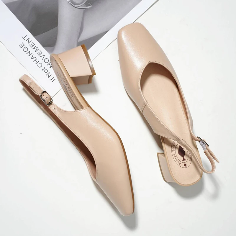 昔子A02凉鞋夏季女鞋搭配裙子的高跟包头外传鞋单鞋气质浅口粗跟