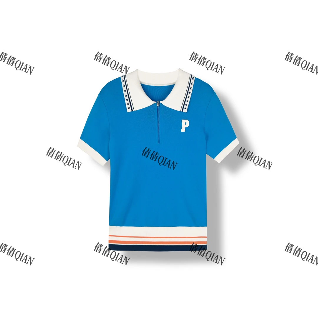 撞色设计POLO领套头针织衫（24S0830-109）