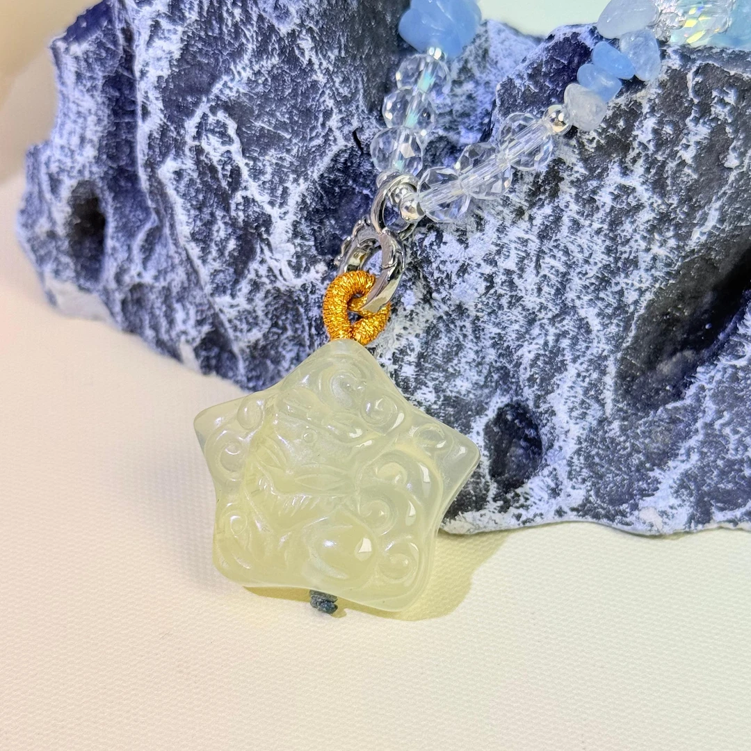 【闪耀星狐】黄水晶凤九星星吊坠琉璃项链面小仙多样性发其一Z