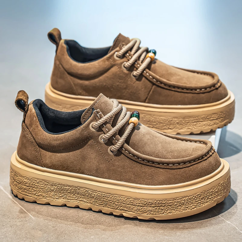 冬季勃肯鞋松糕厚底德比鞋男鞋板鞋皮面磨砂皮休闲鞋复古工装潮鞋