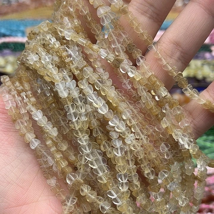 玛瑙/玉髓未镶嵌珠宝半成品2条4mm左右茶色西瓜晶爱心