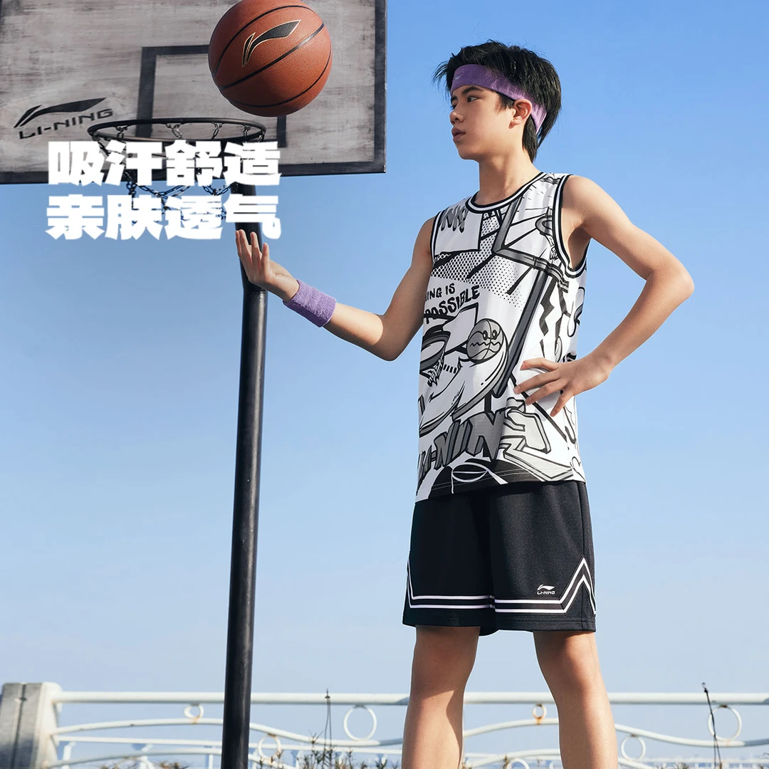R【2025新品】李宁男女小大童篮球系列速干凉爽宽松比赛套装YWBV037