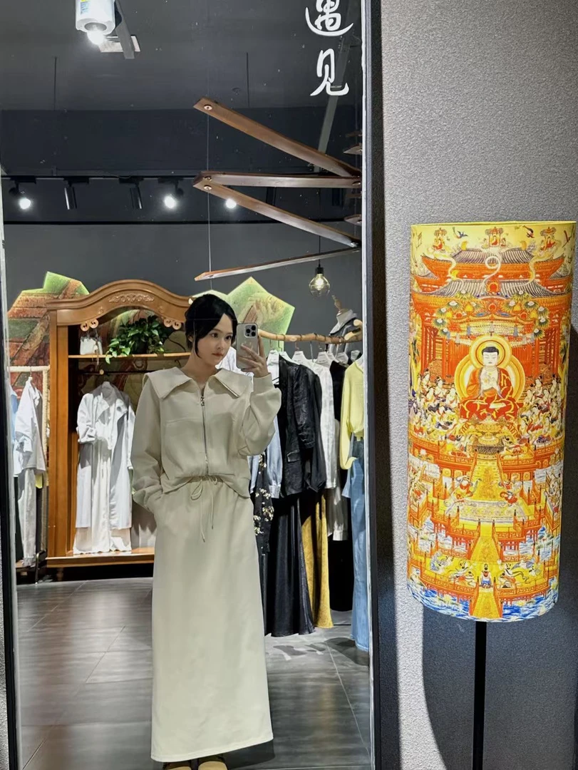 套装裙高级感金属拉链设计时尚两件套女装