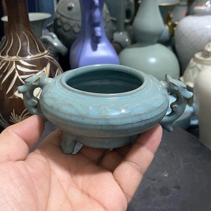 摆件汝窑瓷器小香炉1
