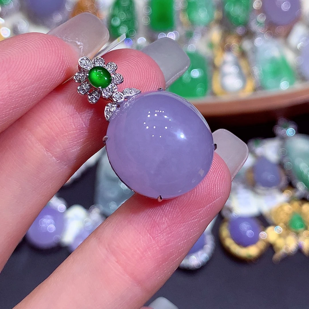 吊坠(不含链)18K金镶嵌翡翠