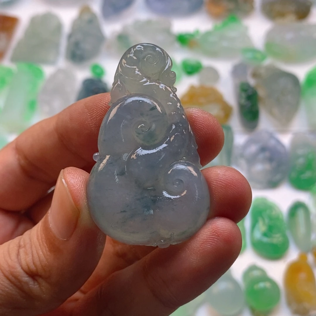 定制翡翠未镶嵌青****身如意