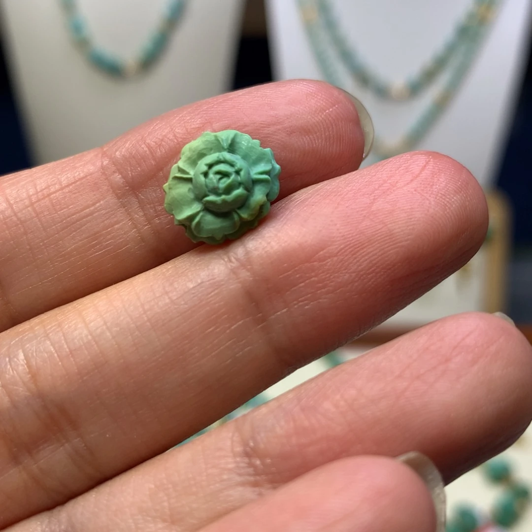 未镶嵌绿松石牡丹花